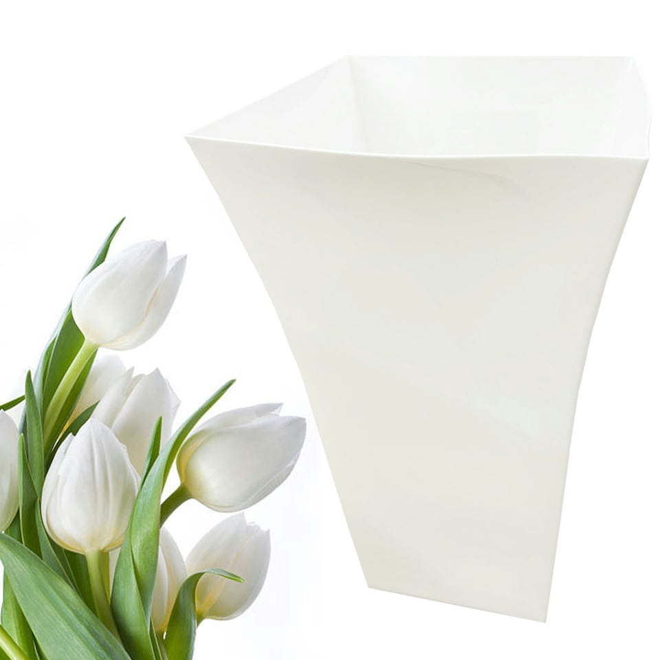image 1 of 1 x White Shiny Gloss Contemporary Milano Flower Planter Ideal For Home & Garden Use White