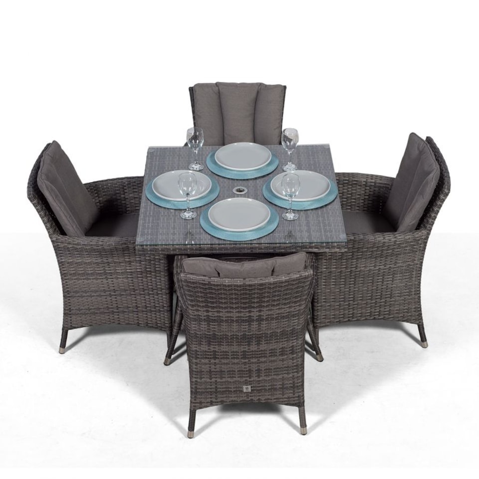 image 1 of Savannah Square 4 Seater Rattan Patio Dining Set | Grey | Grey