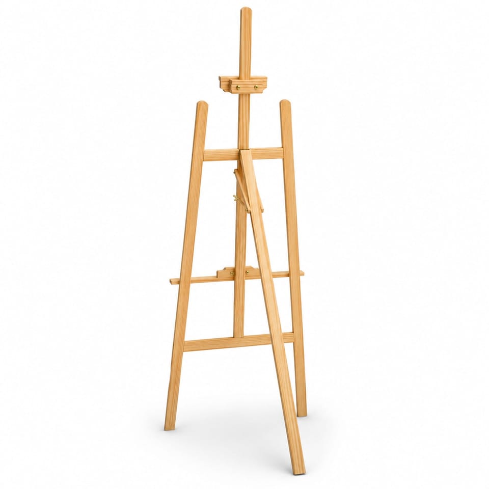 image 1 of 5ft 1500mm Wooden Pine Tripod Studio Canvas Easel Art Stand | Brown