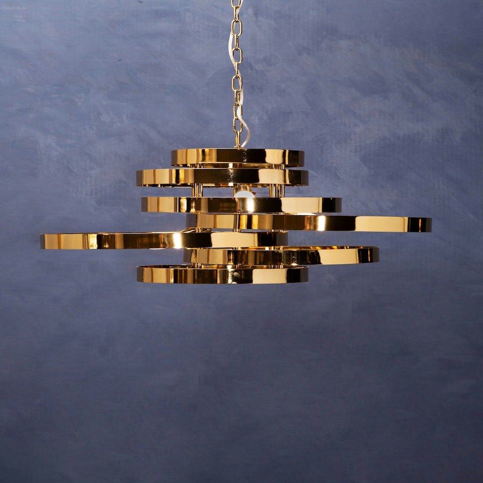 image 1 of Interiors by Premier 5 Bulb Gold Finish Pendant Lamp, Cascading Luxe-Inspired Lighting For Dining Room Or Living Room