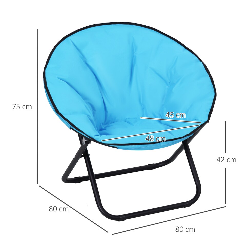 image 1 of Outsunny Camping Moon Chair, Portable Folding Camping Chair for Adults with Wide Padded Oxford Seat for Outdoor Camp, Travel, Fishing, Beach, Blue