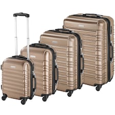 Suitcase Set of 4 ABS Hard Shell Luggage Travel Trolley 4 Wheel Lightweight Telescopic Handle | Cream | champagne | 1