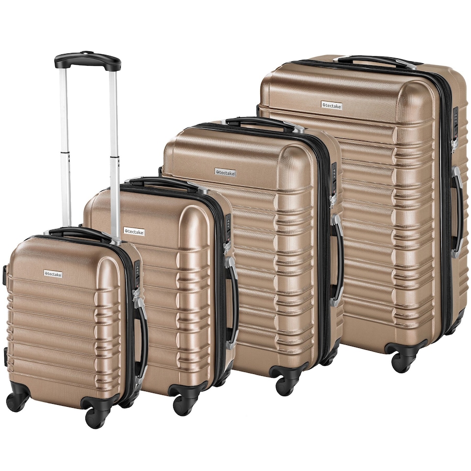 image 1 of Suitcase Set of 4 ABS Hard Shell Luggage Travel Trolley 4 Wheel Lightweight Telescopic Handle | Cream | champagne | 1