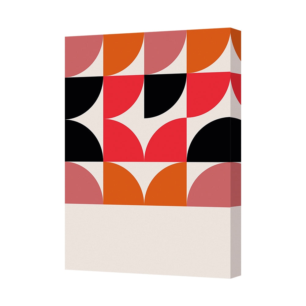 Geometric Abstract Canvas Wall Art Print Red Black And Orange