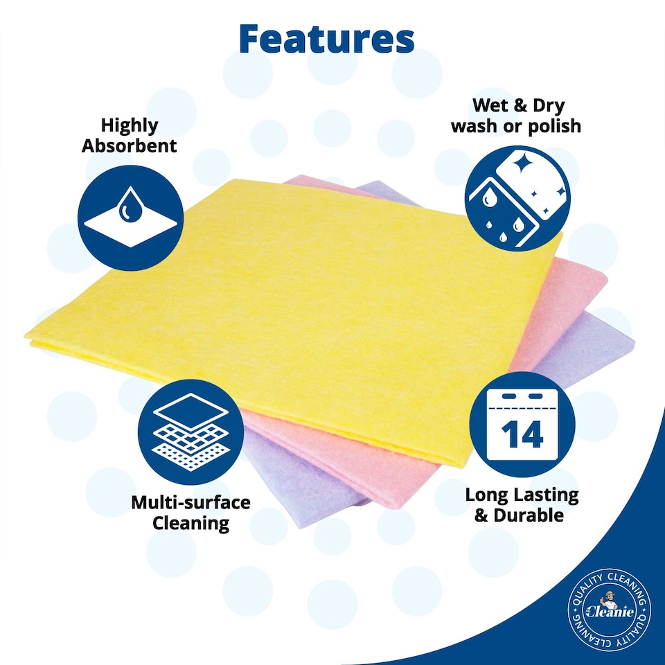 image 1 of Mr Cleanie All-Purpose Absorbent Household Cleaning Cloth Washing Up Dusting 3-Pack