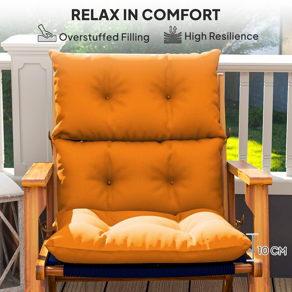 image 1 of Outsunny Adirondack Chair Cushion Rocking Chair Cushion w/ Ties, Orange | Orange | Orange | 1