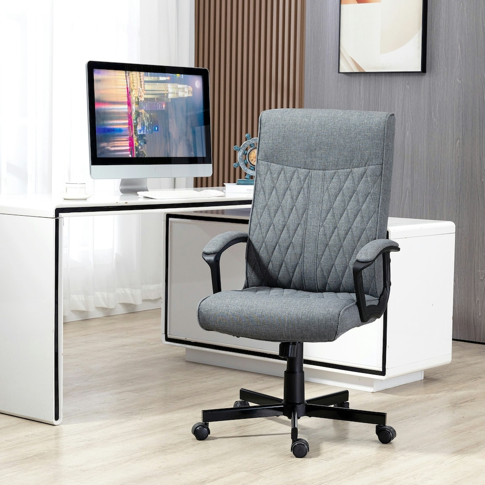 image 1 of Vinsetto High-Back Home Office Chair with Adjustable Height and Swivel Wheels