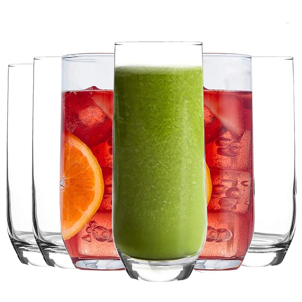 image 1 of 6 Pcs Tall Highball Queensway Drinking Glasses Cocktails Desserts Water 415ml