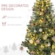 image 6 of HOMCOM 6ft Pre Lit Artificial Christmas Tree Holiday Decor with 150 Warm White LED Lights and 650 Tips, Banner, Ball, Tag, Tree Decoration, Auto Open