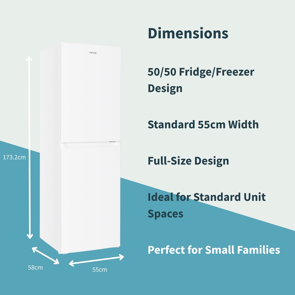 image 1 of HYE 50-50 Freestanding Fridge Freezer, 248 Litre, 55cm, White - RF01FF248W01