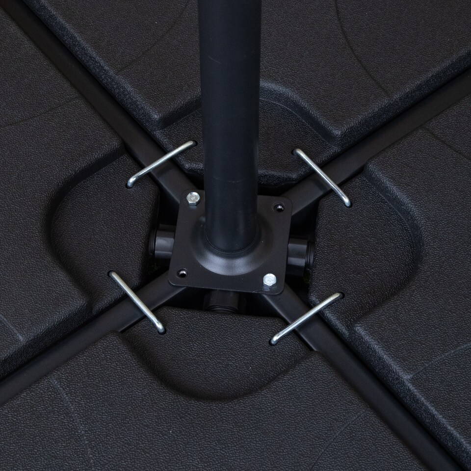 image 1 of 3m Cantilever Banana Blue Parasol. Crank Handle & Parasol Base Weights