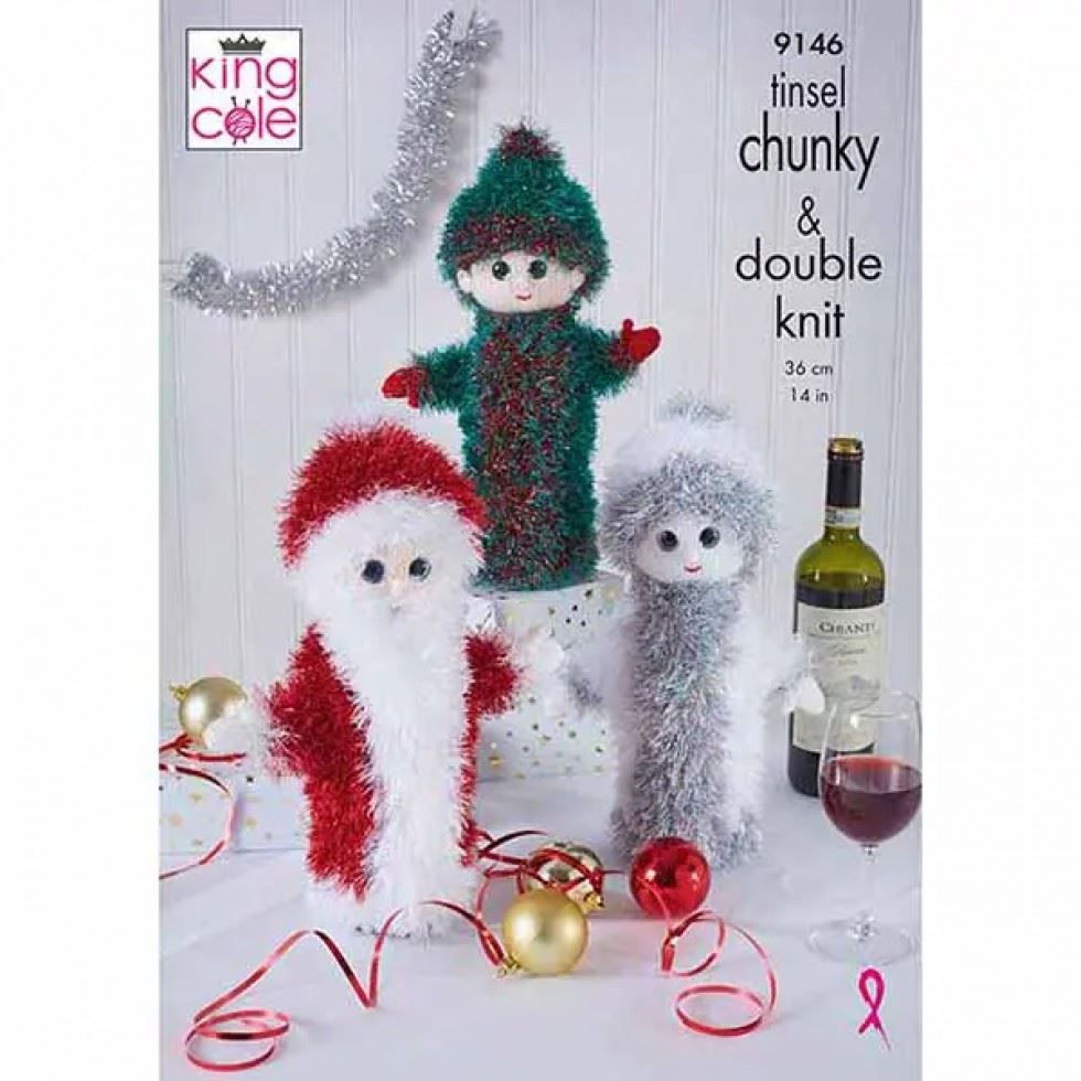 King Cole Tinsel Chunky & Dollymix DK Knitting Pattern 9146, Accessories - 36cm