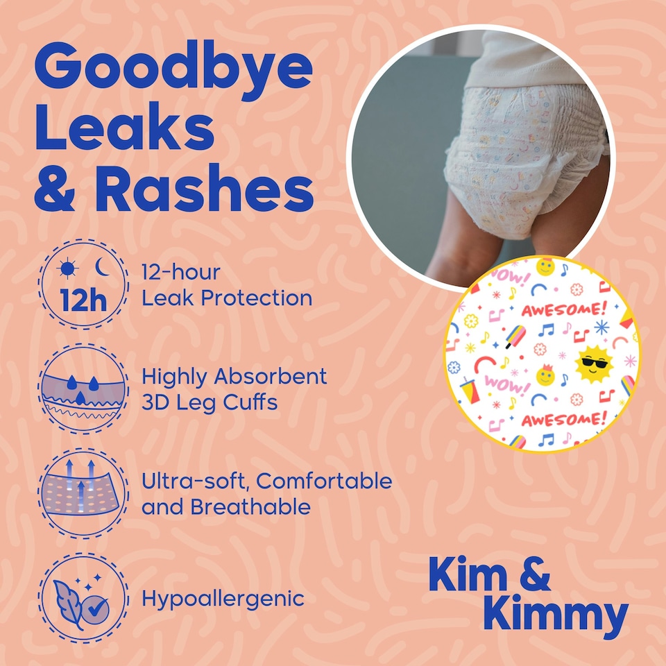 image 1 of Kim & Kimmy Nappy Pants, Size 6, 15-20kg, 40 Pack, Summer Icons