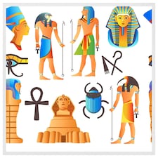 Egyptian mythological signs (Picture Frame) White | XL