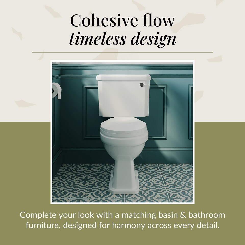 image 1 of Traditional Close Coupled Toilet Pan, Cistern & Soft Close Seat - 820mm x 470mm
