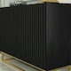 image 4 of Black Sideboard 100cm Fluted Doors Gold Frame Modern Storage Cabinet