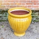 image 4 of Primrose Rib Textured Glazed Terracotta Round Planter In Gloss Yellow 22cm