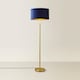image 4 of ValueLights Charlie Gold Floor Lamp Navy Velvet Gold Inner Shade | Blue