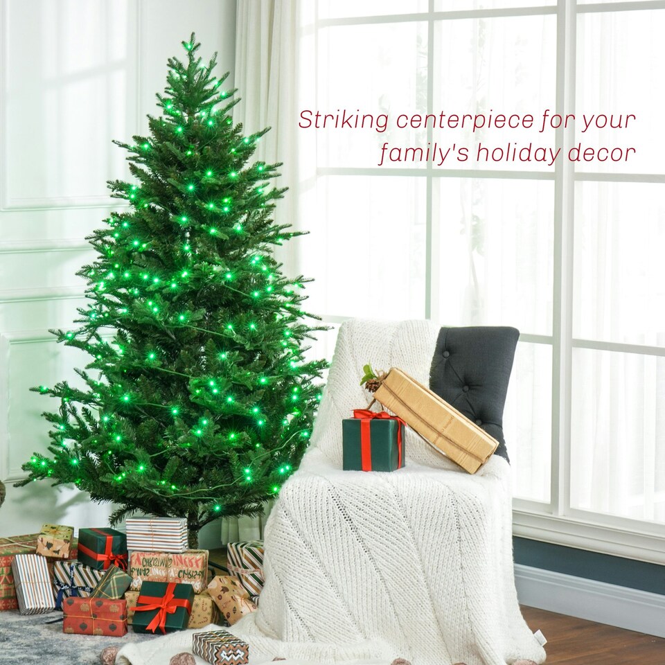 image 1 of HOMCOM 6ft Prelit Artificial Christmas Tree w/ Lights for Party Decoration