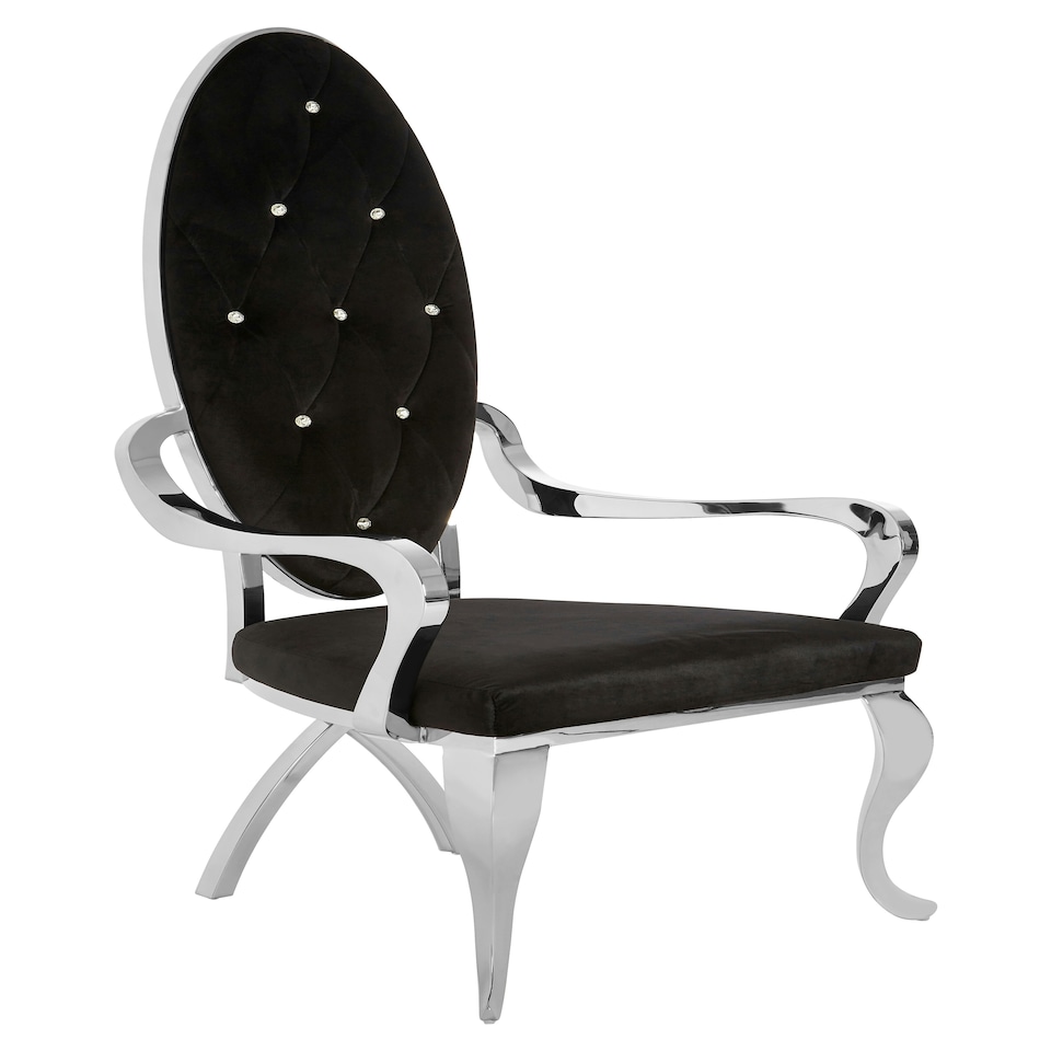 image 1 of Interiors By Premier Luxurious Design Silver Baroque Chair, Comfortable Dining Chair For Kitchen, Comfortable Velvet Dining Chair Black