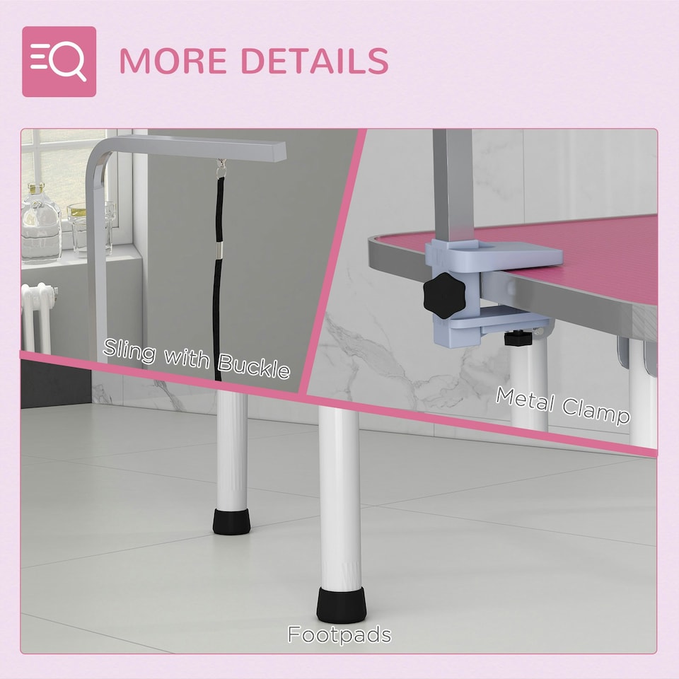 image 1 of PawHut Foldable Dog Grooming Table Adjustable Arm 81x49x80 cm