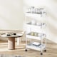 image 3 of Shelf Plastic Slim Storage Trolley Cart Castor Wheels Kitchen Organiser | White | White | 4 Tier White