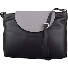 Multi-Colour Genuine Leather Cross Body / Shoulder Bag Black | Black/Grey