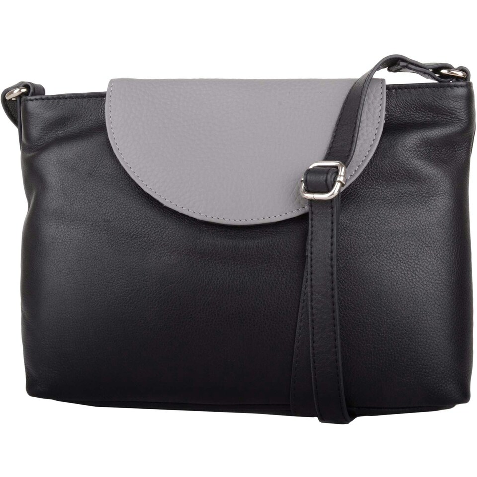 image 1 of Multi-Colour Genuine Leather Cross Body / Shoulder Bag Black | Black/Grey