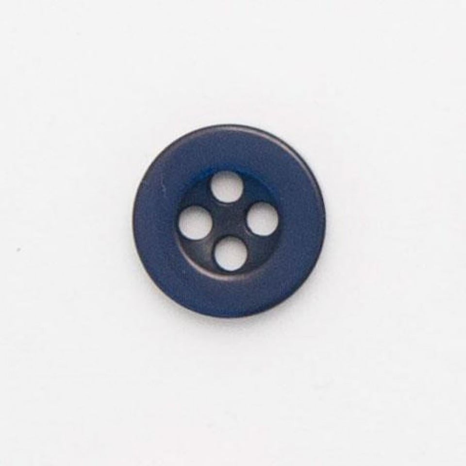 Minerva Navy Blue Round 4 Hole Plastic Shirt Buttons for Dressmaking - 9mm - per value pack of 100
