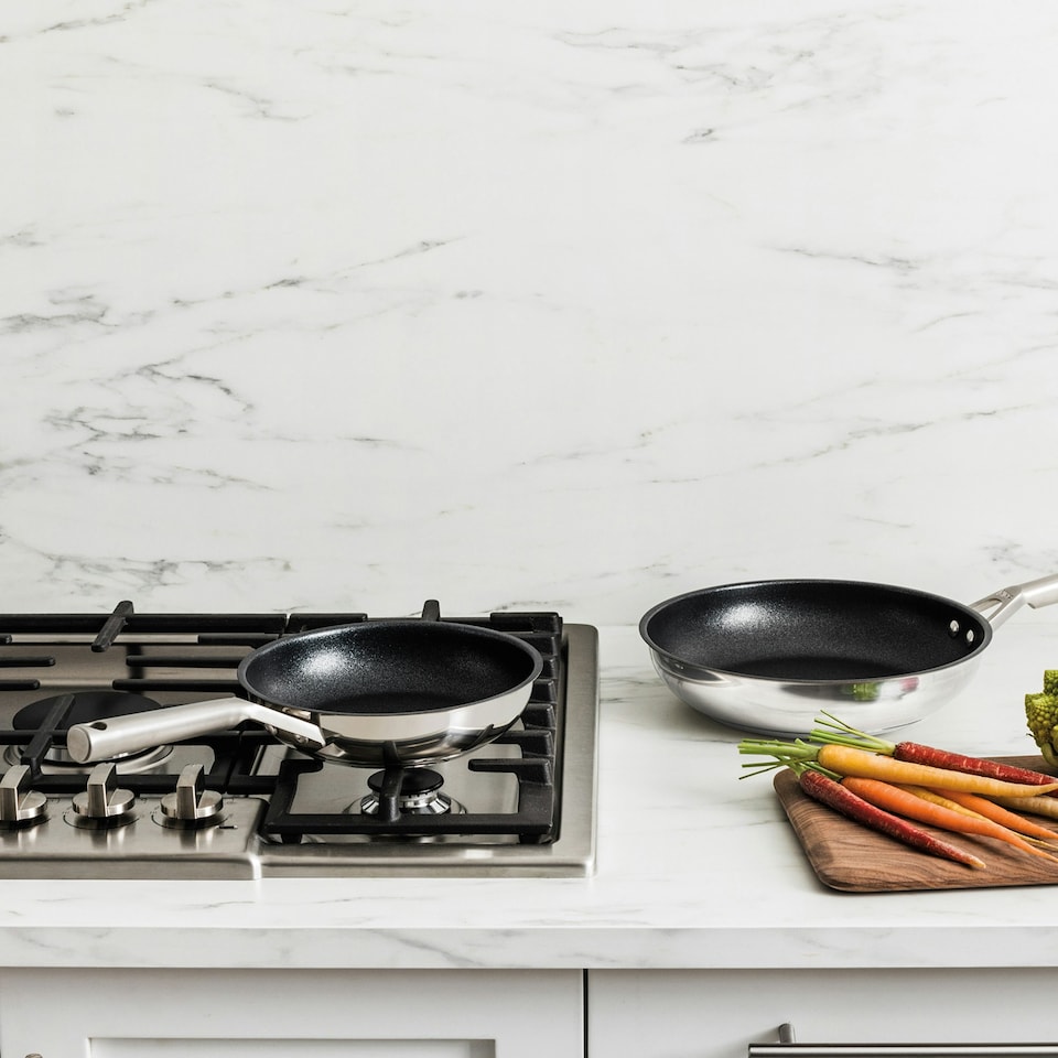 image 1 of Ninja Foodi ZEROSTICK Stainless Steel 2 Piece Frying Pan Set C62200UK