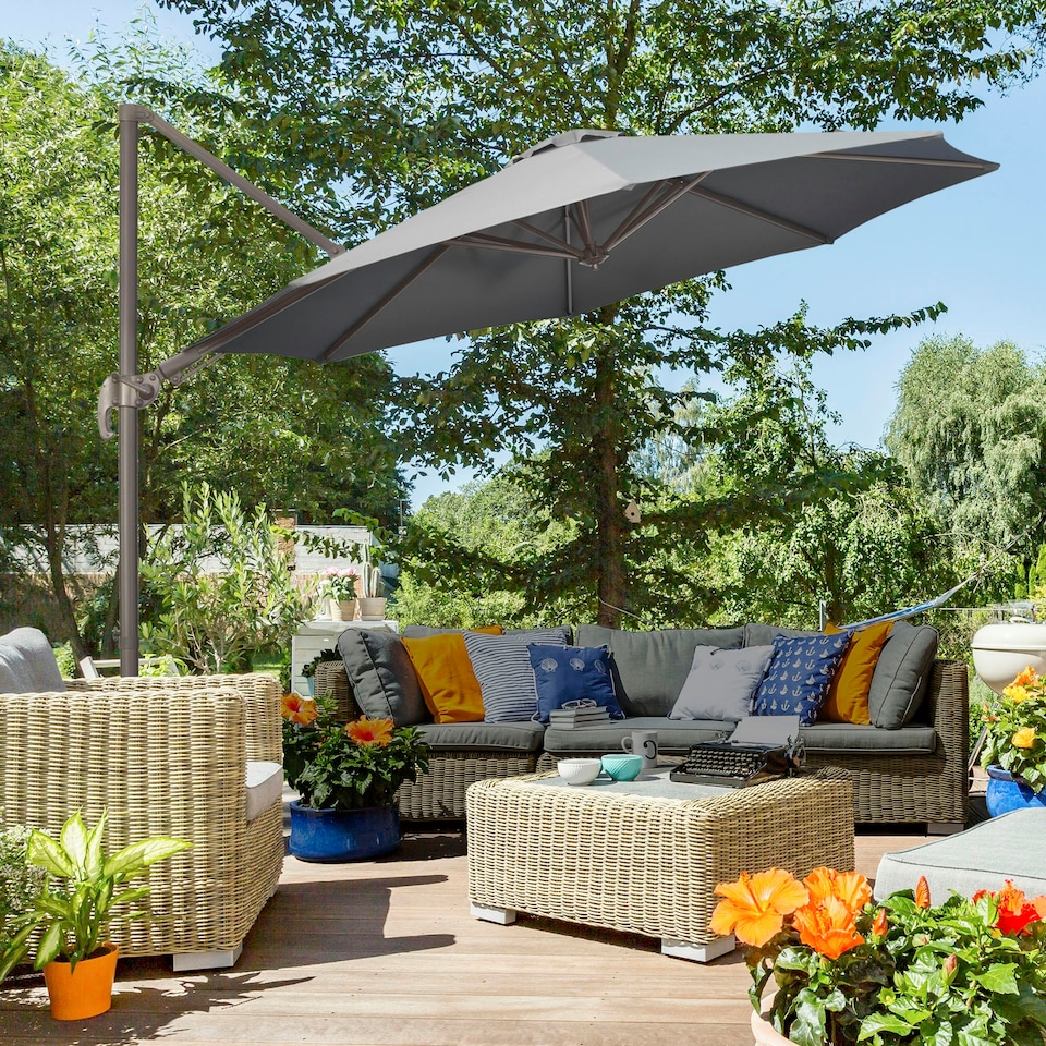 image 1 of Outsunny 3(m) Cantilever Parasol 360 Rotation Roma Umbrella Grey