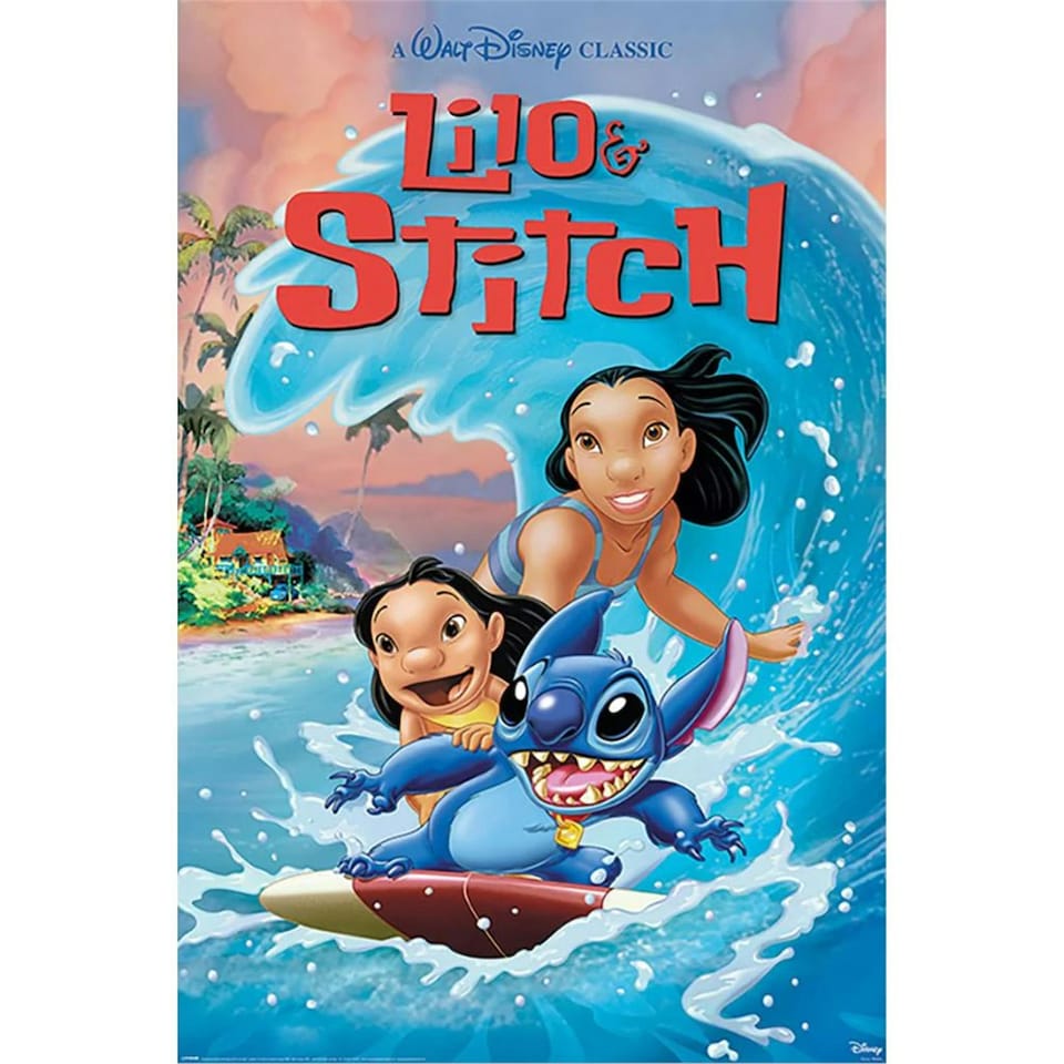 Lilo & Stitch Wave Surf Poster - Blue - 91cm x 61cm