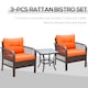 image 3 of Outsunny 3 Pieces Rattan Bistro Set with Tempered Glass Table Orange