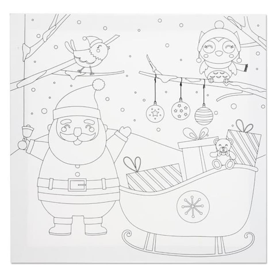 image 1 of Colour My Christmas Edition Sleigh Woods Design Canvas 300 x 300mm by Icon Art
