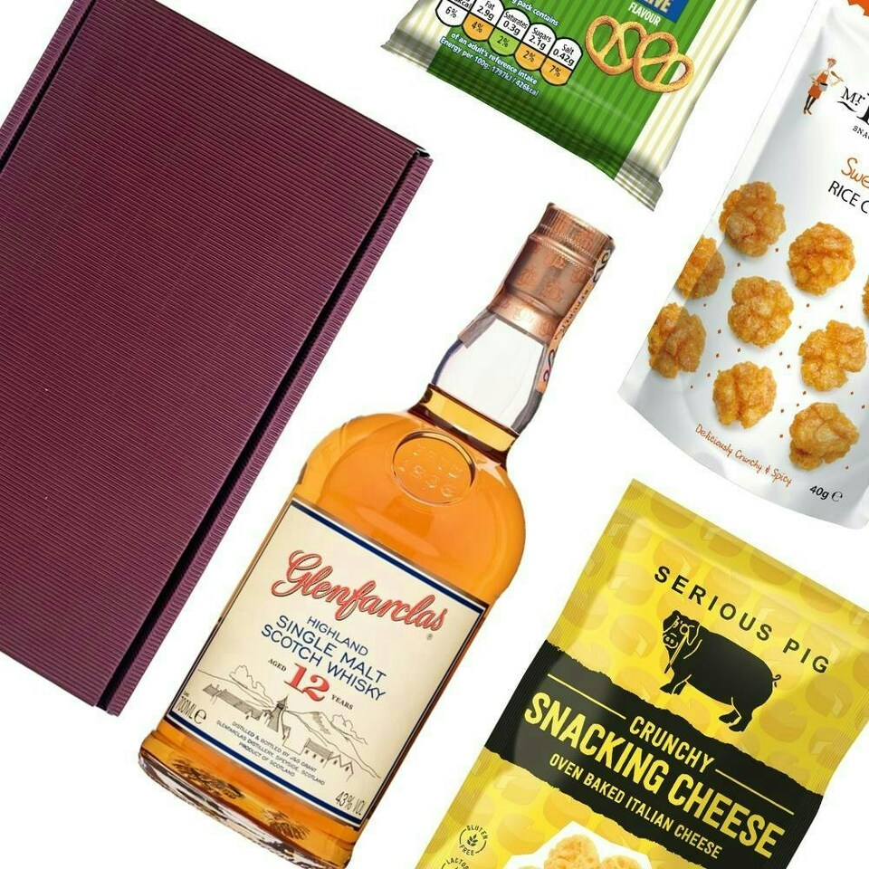 image 1 of Glenfarclas 10 Year Old Whisky Nibbles Hamper 70cl 40% abv