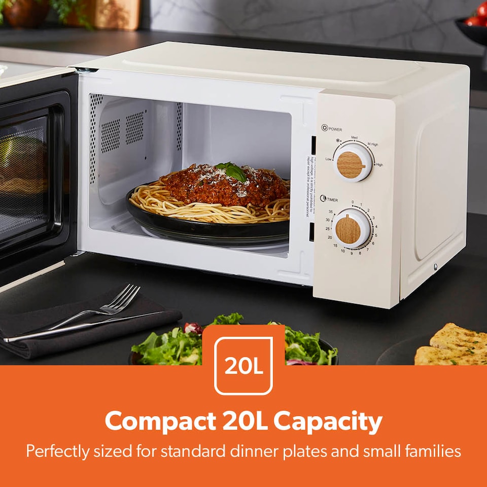 image 1 of GEEPAS 20L Microwave Oven 700W | NordiQ Design Cream