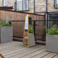 The Obelisk - New Gold Metal Edged Mirrored Garden Ornament 47" X 10" X 10" (120CM X 25CM X 25CM) Gold