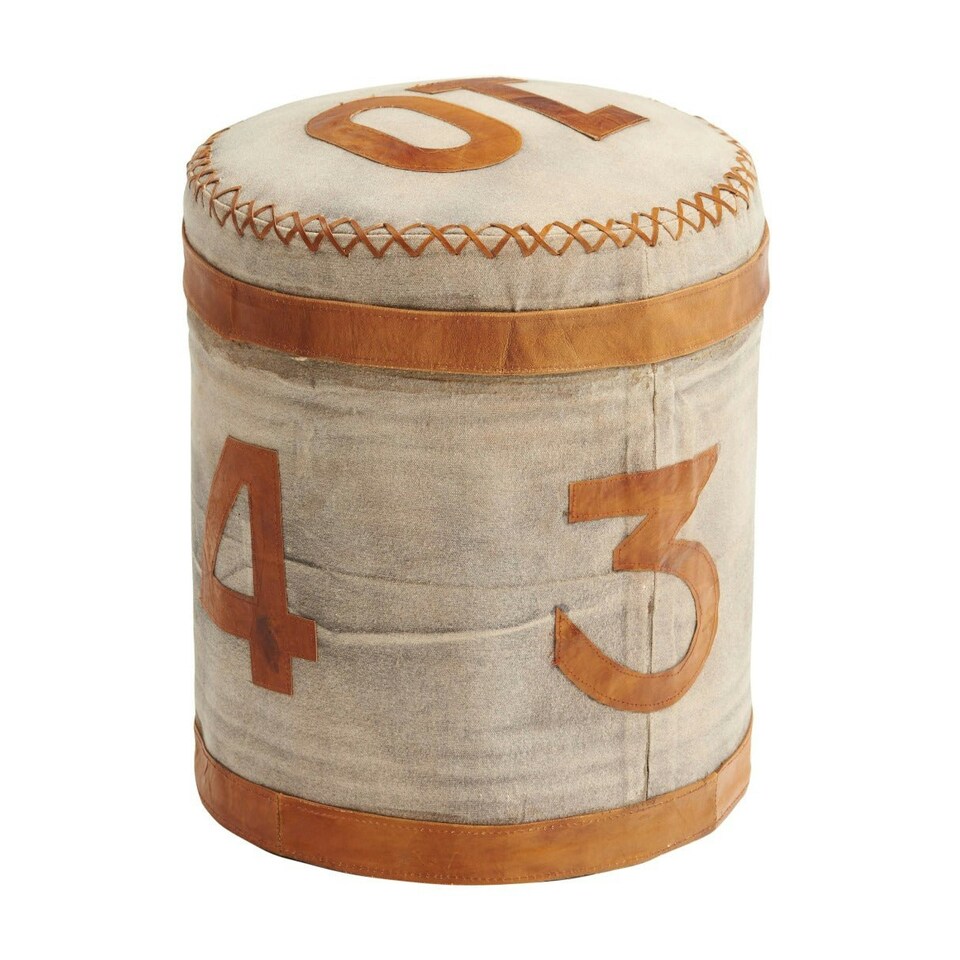 image 1 of Porto Stool RETRO Canvas and Leather