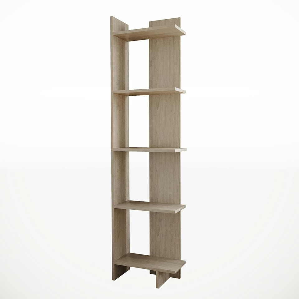 image 1 of Living and Home Modern 5-Tier Corner Bookshelf Shelf Unit - Maple Wood