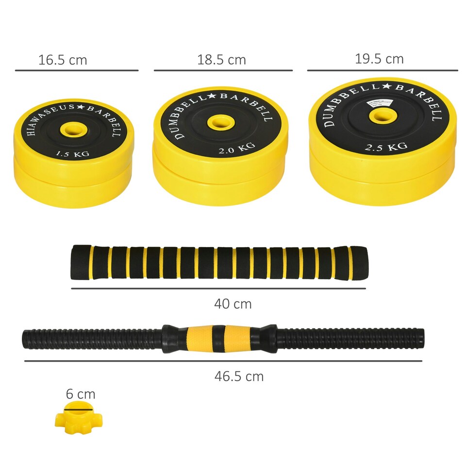 image 1 of HOMCOM 25KG Barbell & Dumbbell Set Fitness Exercise Home Gym Plate Bar Clamp Rod