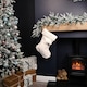 image 9 of 50cm Winter White Faux Fur Hanging Christmas Stocking with Pom Poms