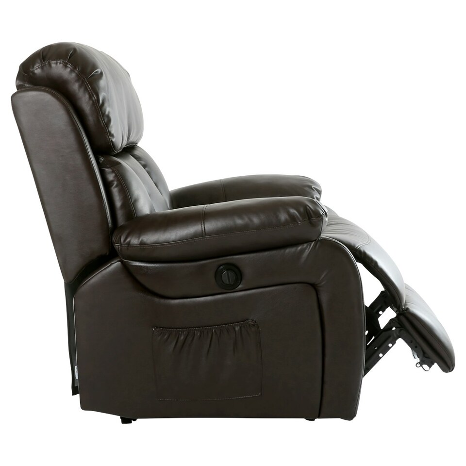 image 1 of Chester Electric Bonded Leather Automatic Recliner Heat & Massage Chair (Brown)