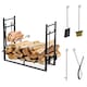 image 6 of Outsunny Firewood Stand Log Rack Holder 84cm with 4-PC Fireplace Tools Set Black