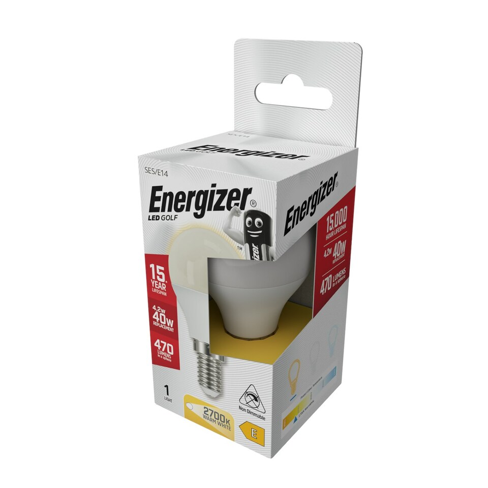 image 1 of Energizer LED Golf Ball E14 470lm 4.2W 2700K (Warm White) Light Bulb - Pack of 6