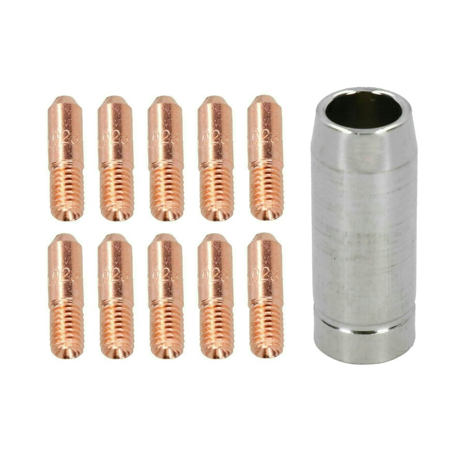 image 1 of 0.6mm Mini Contact Tips 10pk & Shroud Hobby Welding Torch Welder MIG Gas