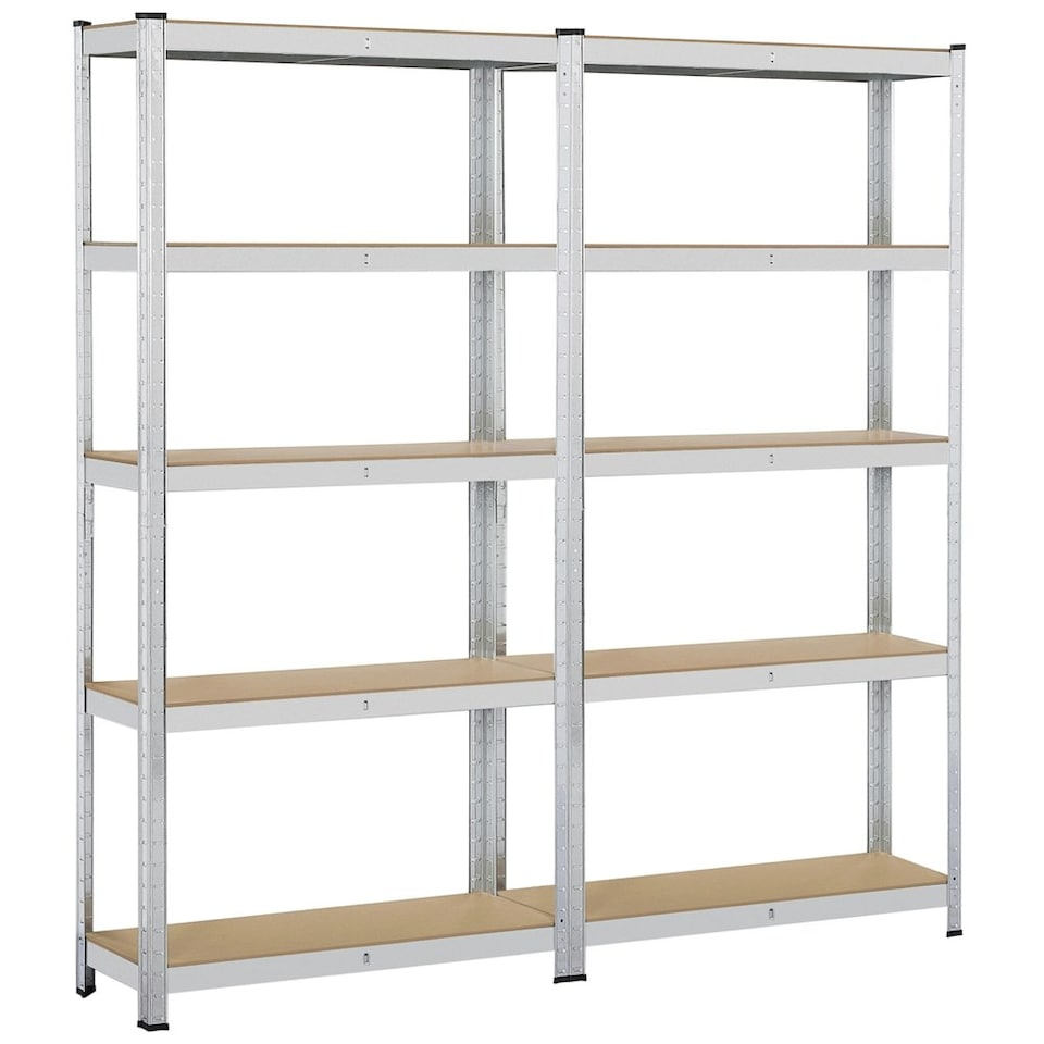 image 1 of Yaheetech 2PCS 5-Tier Metal Storage Shelves Silver, 180x30x180 cm