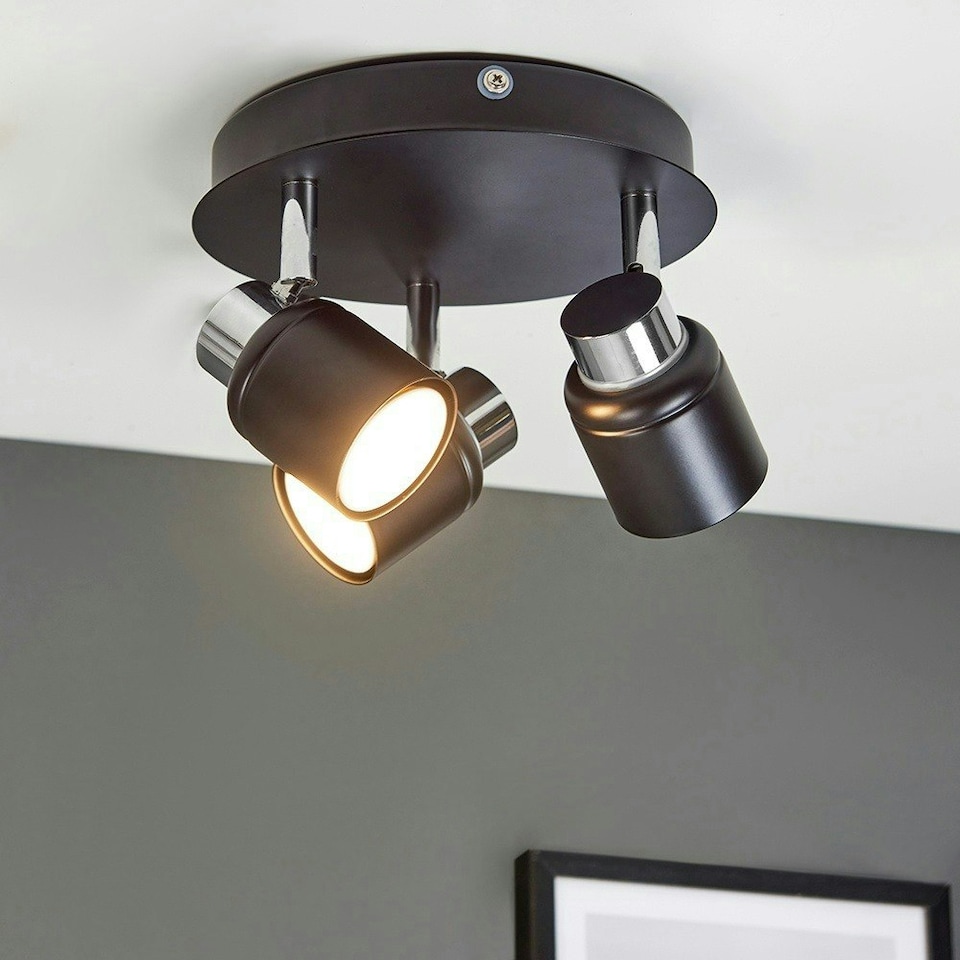 image 1 of ValueLights Benton Black IP44 Round Bathroom Ceiling Light Black