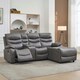 image 7 of Avon Chaise Lounge Manual Recliner Sofa w Drinks Console Grey | Charcoal