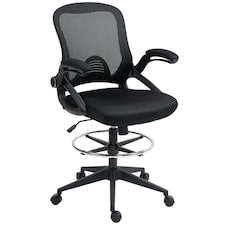 Vinsetto Mesh Office Stool, 60° Swivel Height Adjustable Chair, Black Black