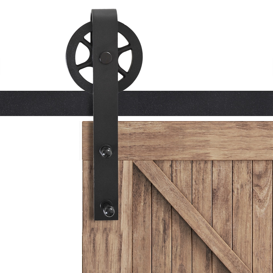 image 1 of HOMCOM 6.6ft Sliding Wood Barn Door Hardware Kits Track Industrial Style A Set